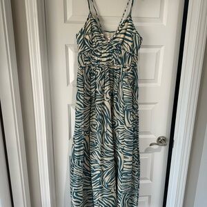 Banana Republic Teal Zebra Print Maxi Dress, Size 8
